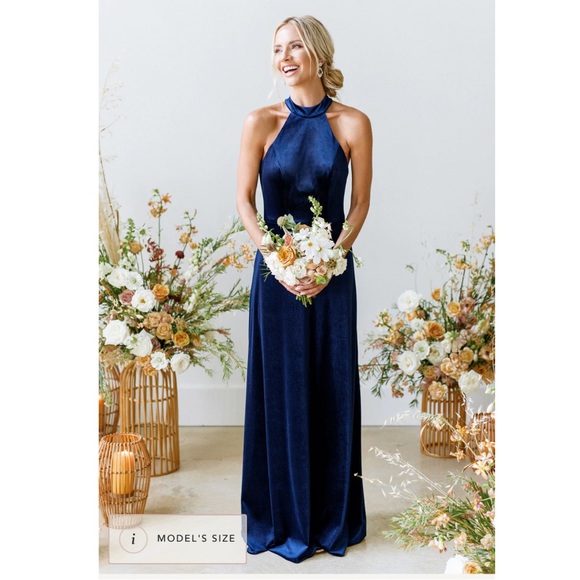 Revelry Dresses Revelry Tori Dress Velvet Gown Black Halter Neck